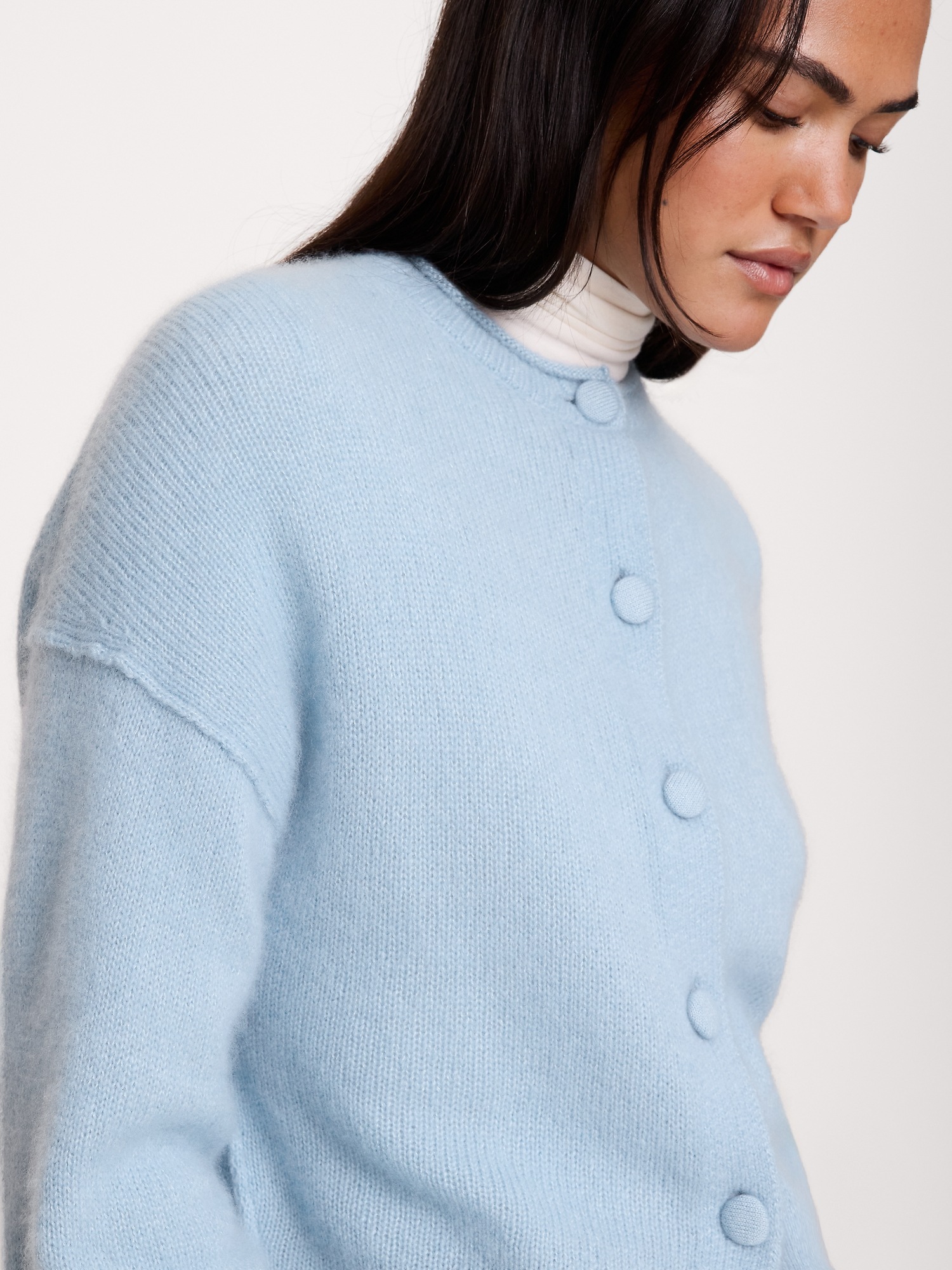Женский кардиган Banana Republic Cashmere-Silk Roll-Neck, цвет: Светлый синий — фото 2