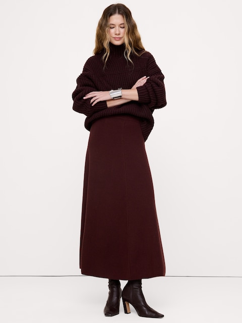 Wool-Cotton Maxi Sweater Skirt