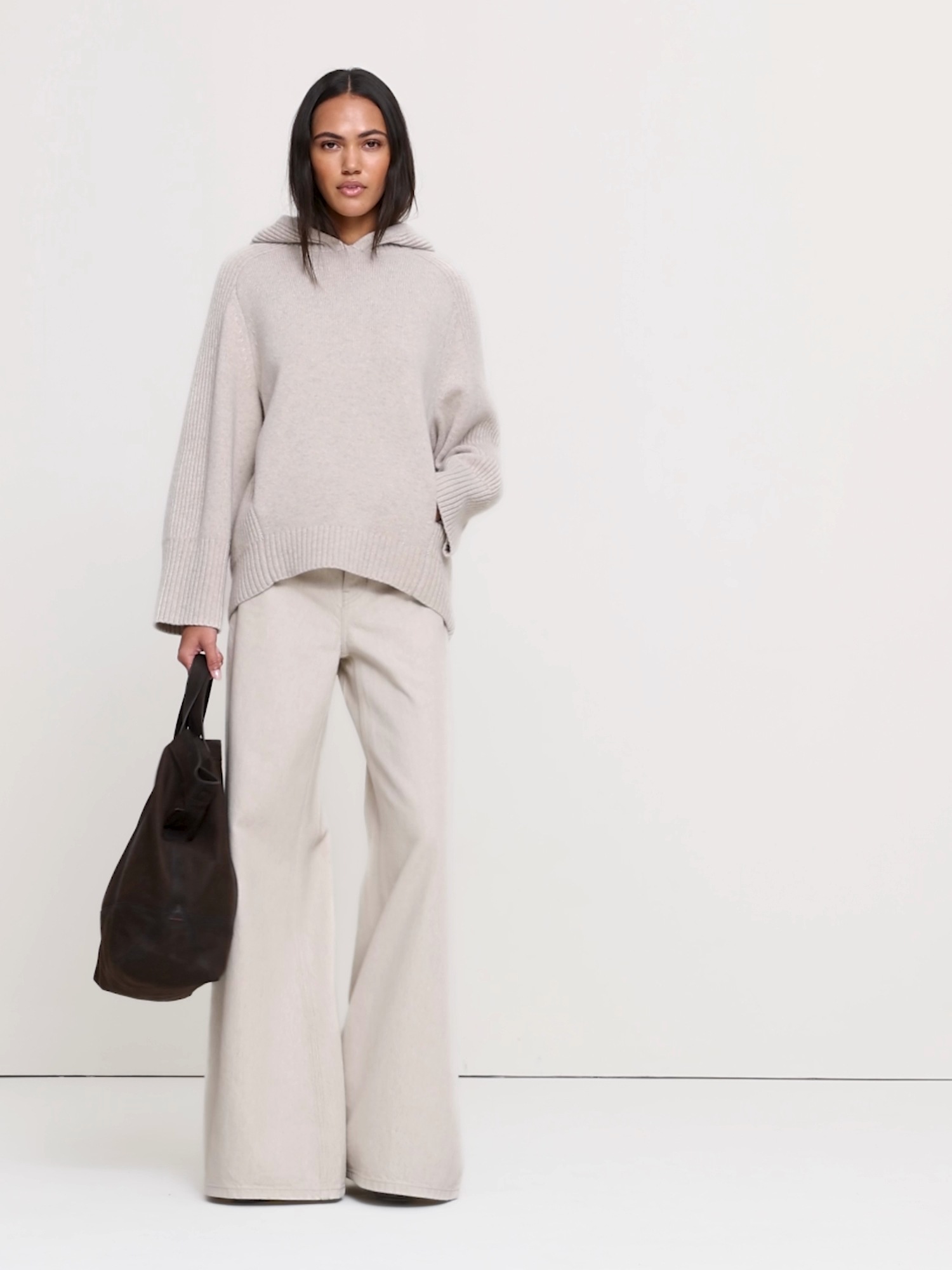 Женское худи Banana Republic Wool-Cashmere, цвет: Меланжевый овсяный — фото 5