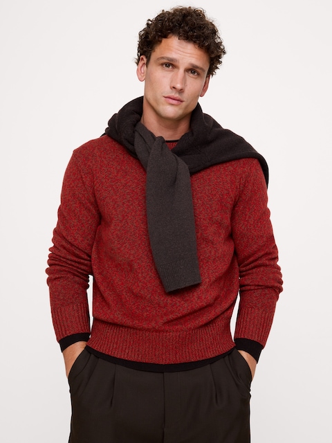 Marled Italian Cotton-Cashmere Crew-Neck Sweater