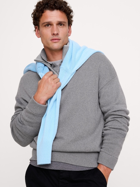 Italian Cotton-Cashmere Quarter-Zip Sweater