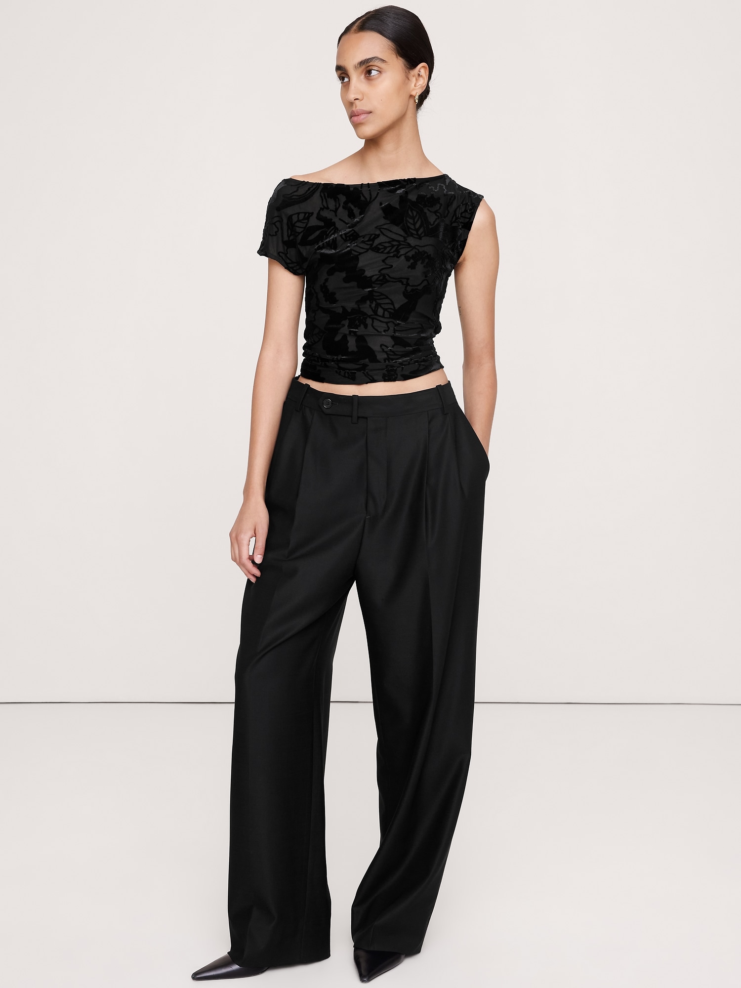 Burnout Velvet Off-Shoulder Top