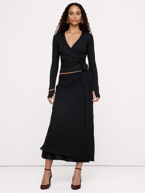 Ribbed Wrap Top