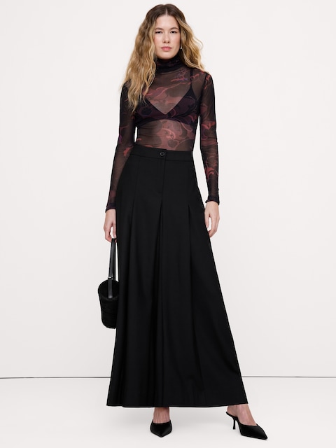 High-Rise Wide-Leg Wool-Blend Palazzo Pant