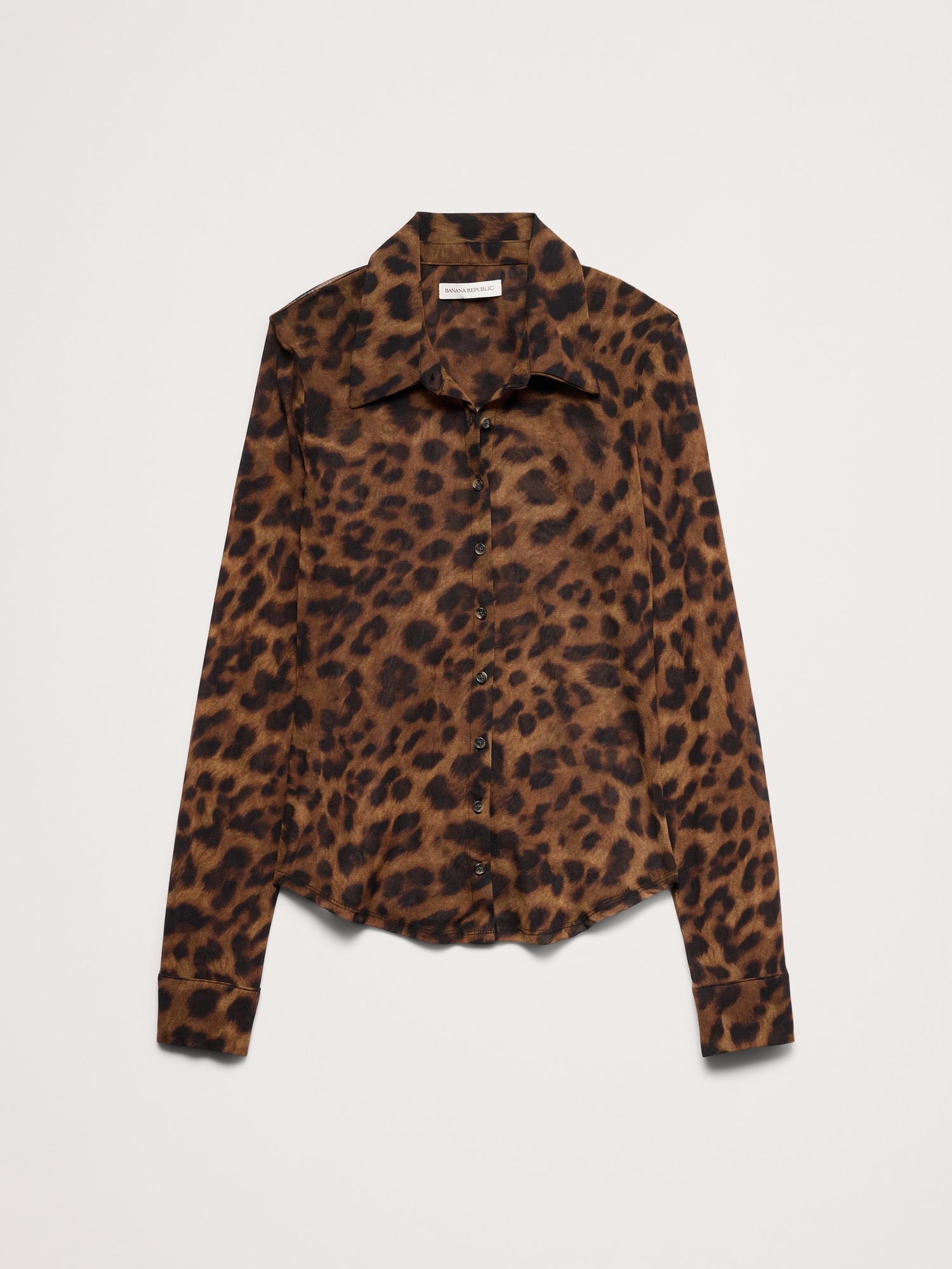 Женская рубашка Banana Republic Mesh Button-Down, цвет: Леопардовый — фото 4
