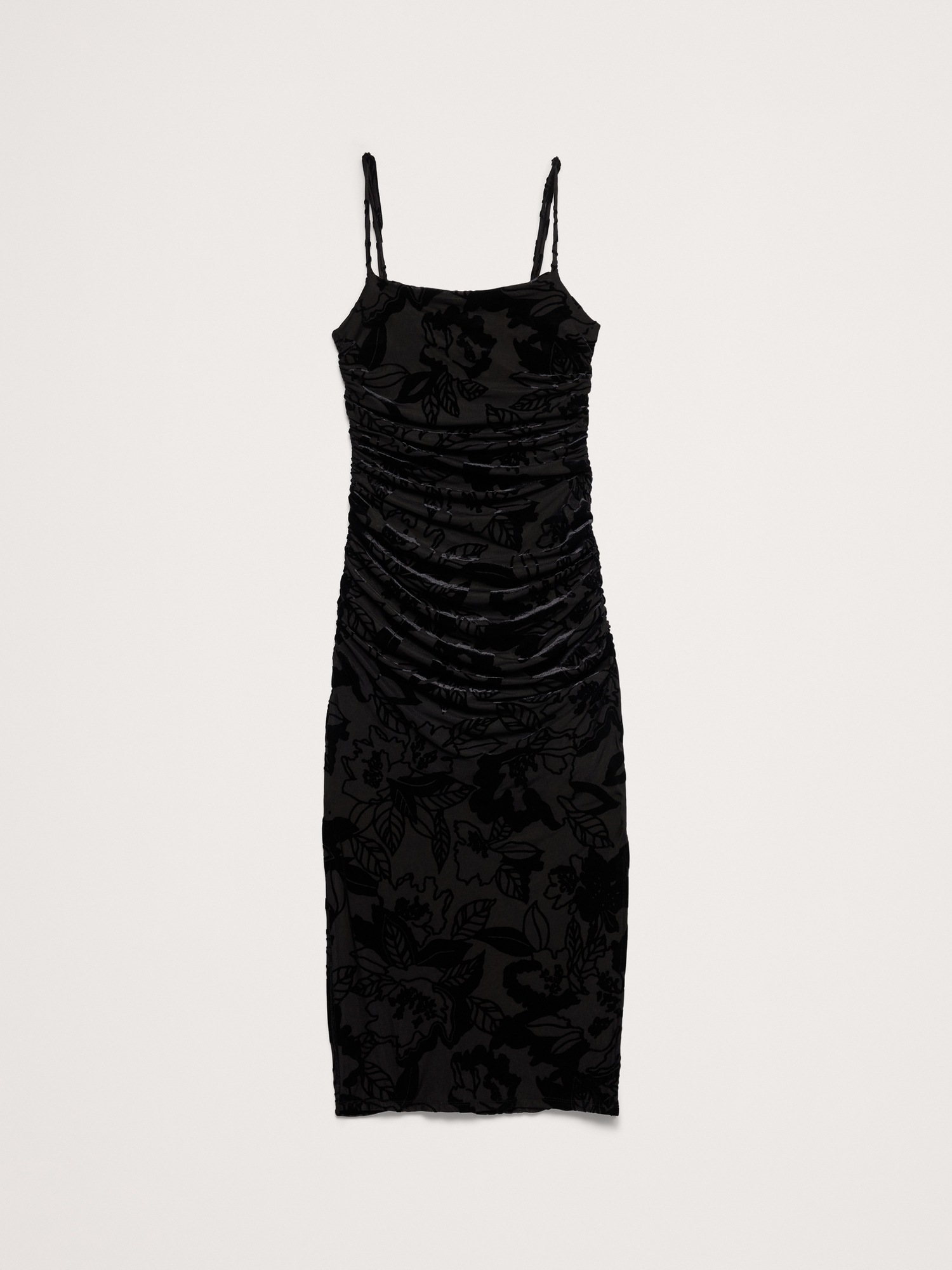 Женское платье Banana Republic Burnout Velvet Ruched Midi, цвет: Чёрный — фото 4