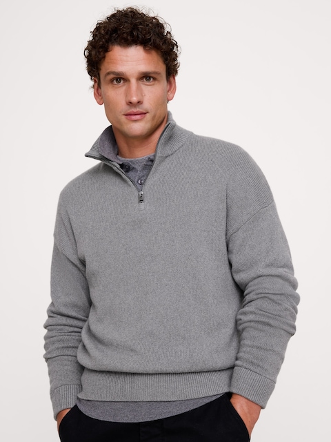 Italian Cotton-Cashmere Quarter-Zip Sweater