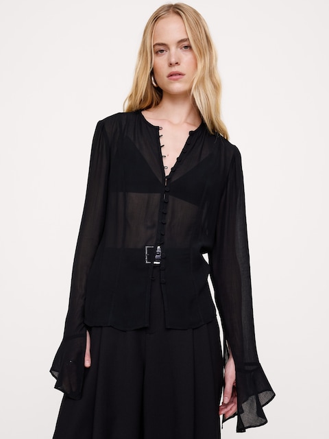 Crinkle Chiffon Top
