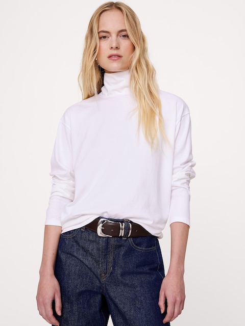 Vintage Cotton Funnel-Neck T-Shirt