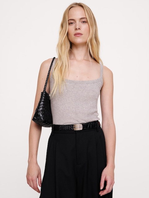 Ribbed Cotton-Modal Scoop-Neck