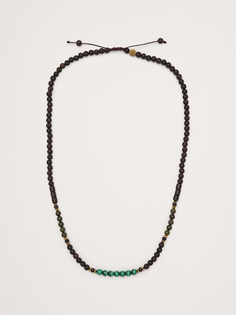 Gem And Wood Beaded Necklace by Caputo And Co