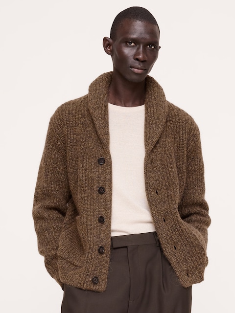 Marled Wool-Blend Cardigan