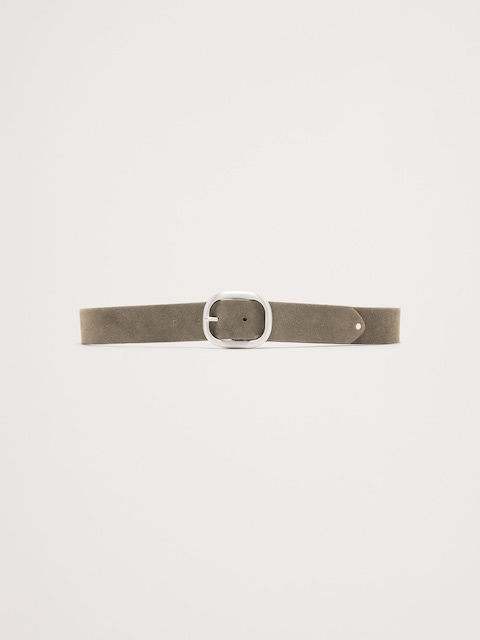 Leather Oval-Buckle Belt
