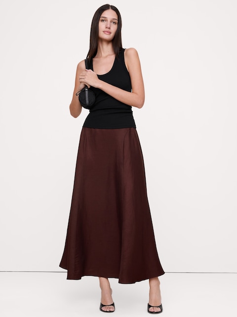 Viscose-Linen Maxi Skirt